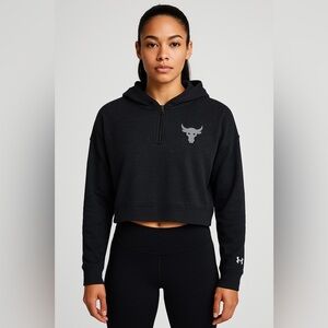 Under Armour Project Rock Cropped Hoodie Black Medium